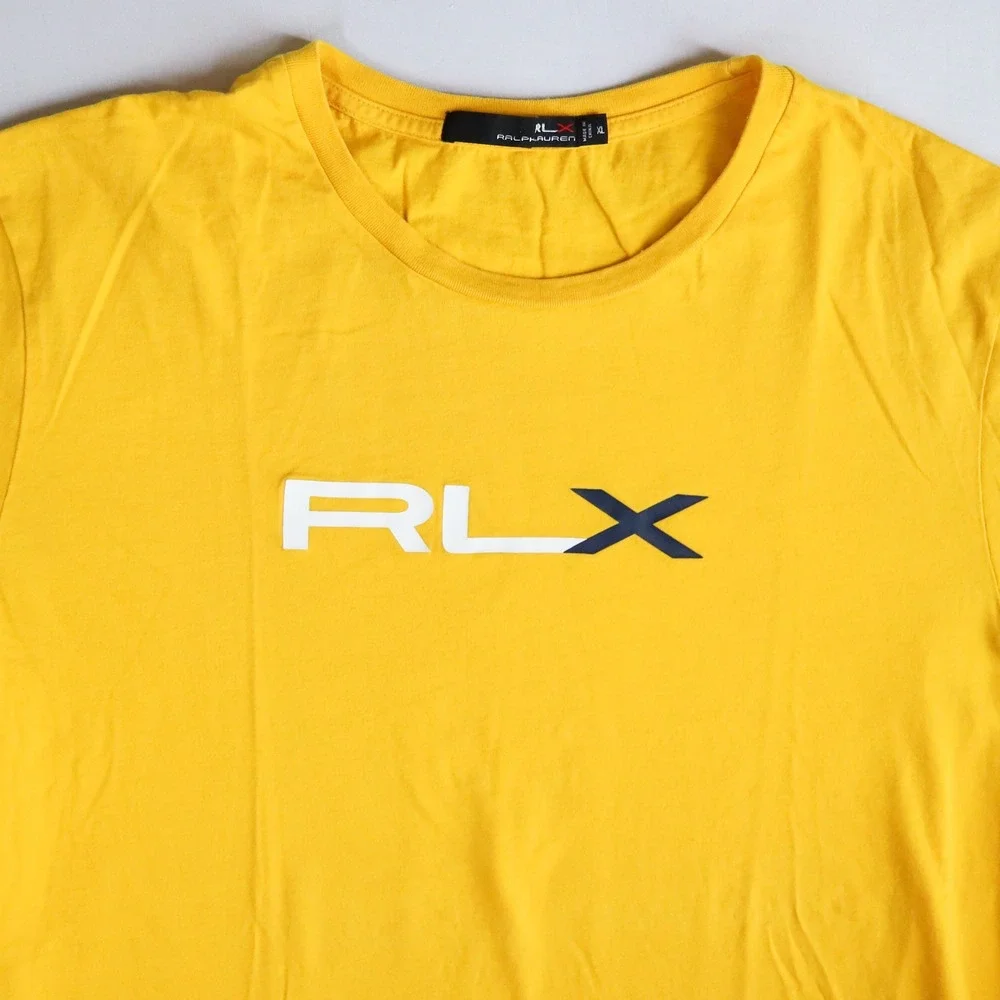 RLX Ralph Lauren T-Shirt Mens XL Yellow Short Sleeve Cotton Logo‎ Graphic Tee